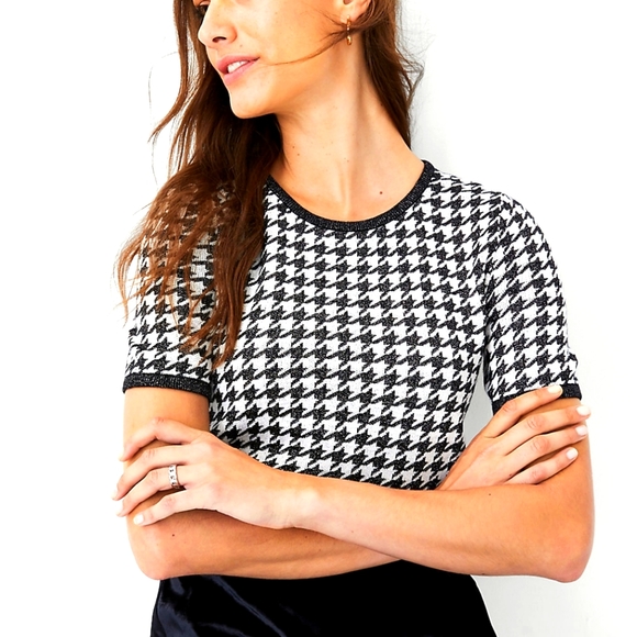 Ann Taylor Petite Shimmer Houndstooth 